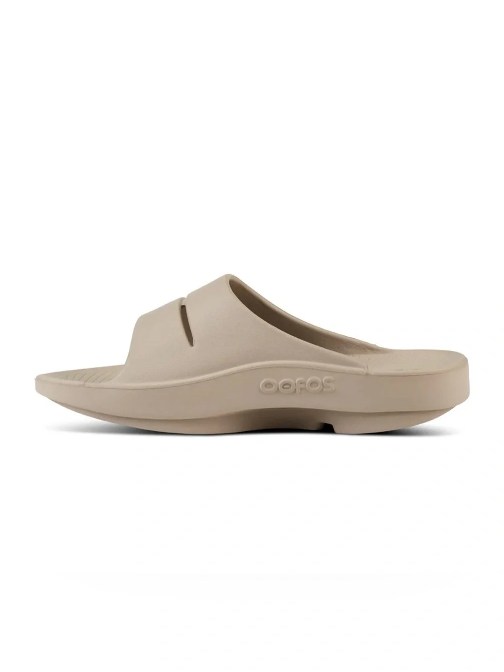 OOFOS Slide Sandal in Beige Stone